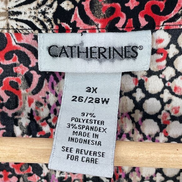 Catherines Womens Plus 3X Button Front Tunic Top Roll Tab Sleeve V Neck Shirt - Picture 3 of 7